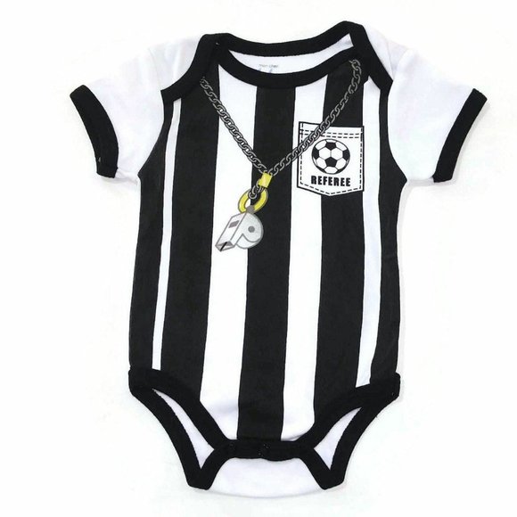Baby Boy Bodysuit 3-6M One Piece Football Coach Short Sleeves Outfit Black/White - Picture 1 of 4